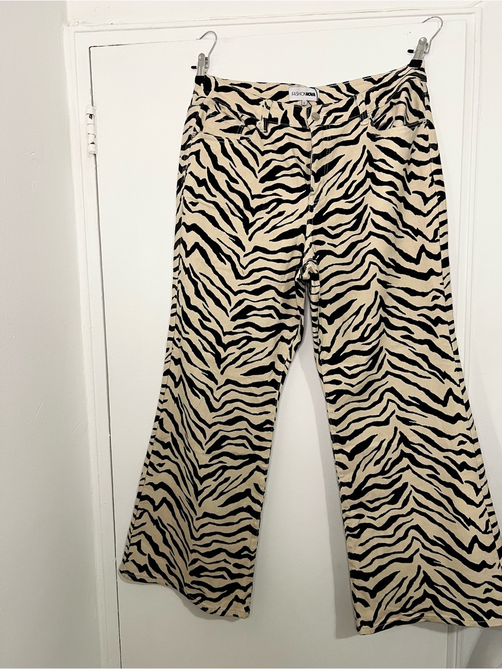Zebra Print Flare Jeans NWT High Rise Wide Leg Animal Print Pants Size US 18